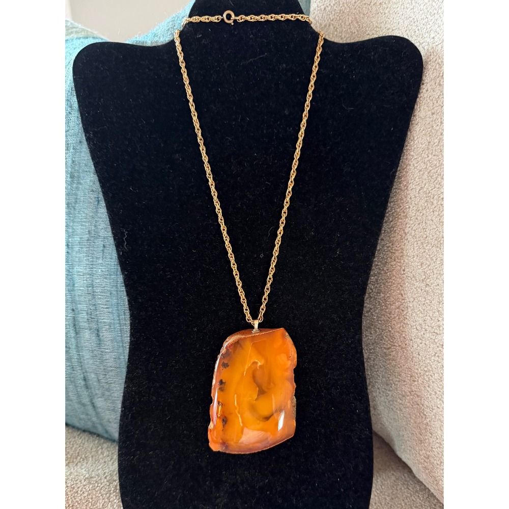 Vintage Baltic Amber Pendant 12k GF Chain Necklace - Picture 2 of 7